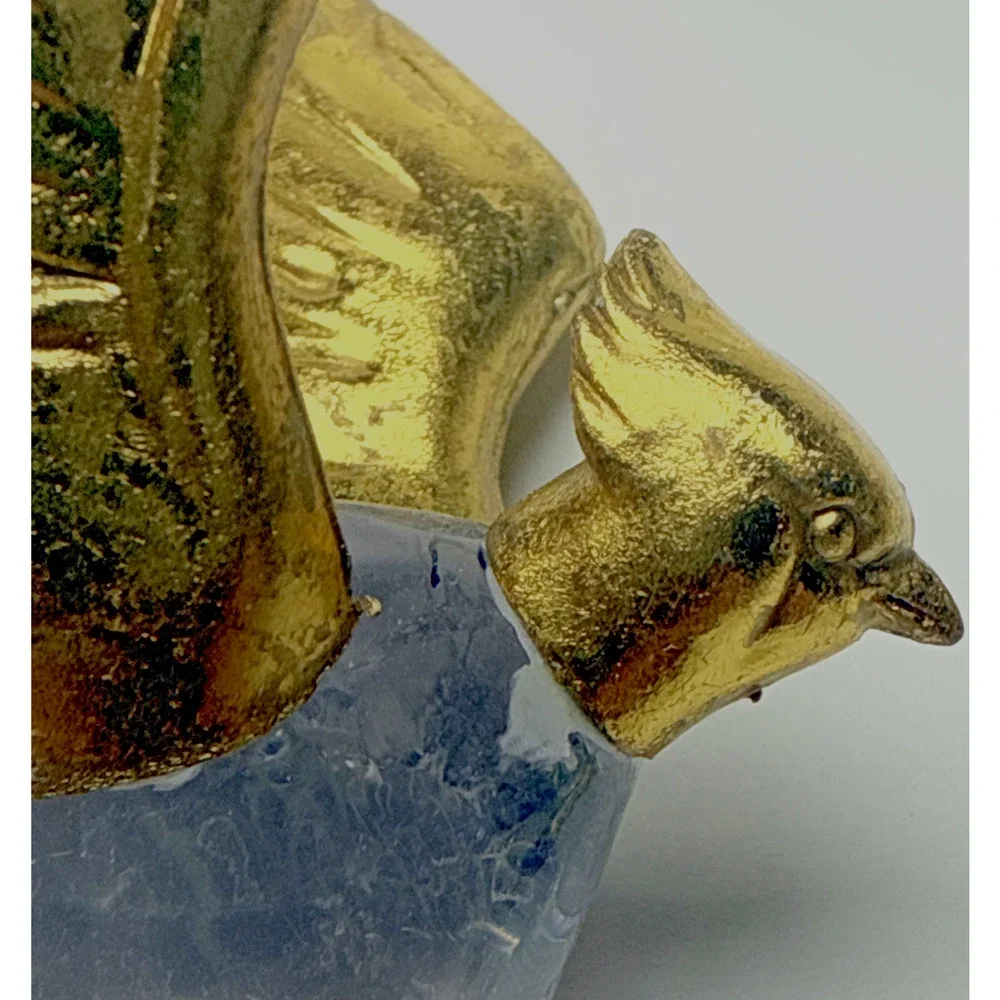 Vtg Lot of 2 Flying Cardinal Bird Plastic Acrylic Faceted Ornaments Gold As Is